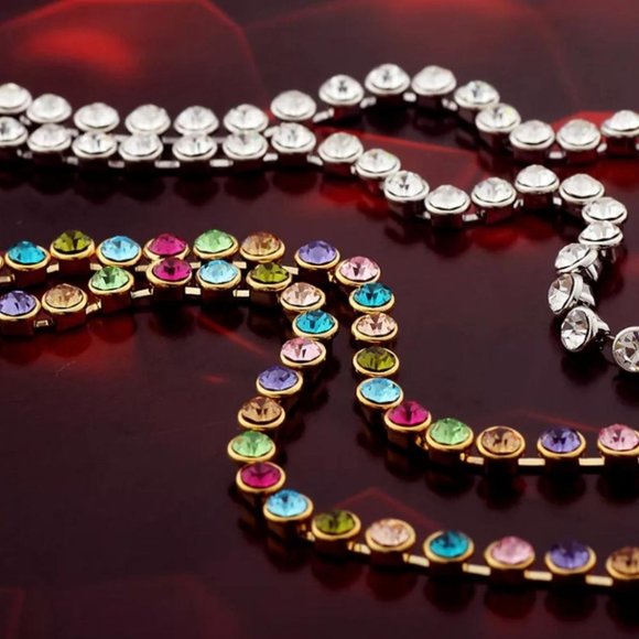 14k Swarovski Crystal Long Stunning Necklace - Picture 6 of 6